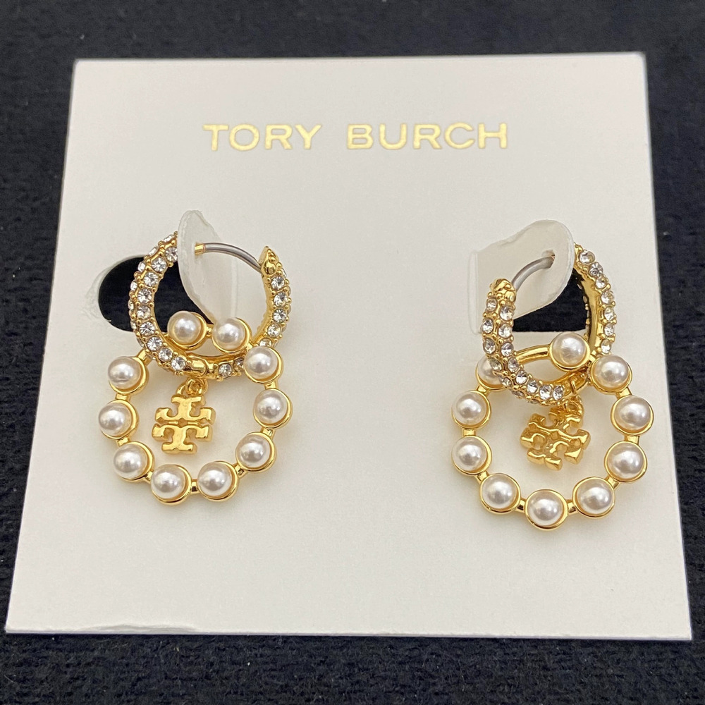 Tory Burch Rhinestone Pearl Earrings Detachable